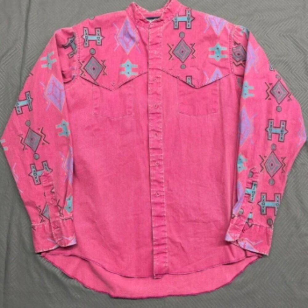 Vintage Wrangler Western Men’s Shirt X Long Tails 16.5-36 Cowboy Cut Regular Fit